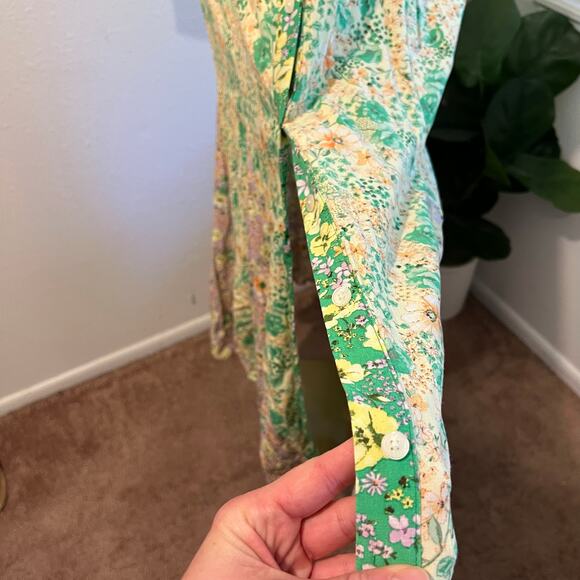 LOFT Garden Party Long Sleeve Patchwork Floral Button Front Dress Size Medium - Picture 11 of 16